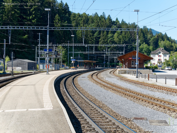 RhB Bahnhof Reichenau-Tamins, Fahrtrichtung Disentis/Albula