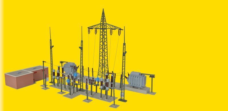 Bild von Kibri 39840 H0 Umspannwerk Unterwerk Baden-Baden mitElektroblitzen