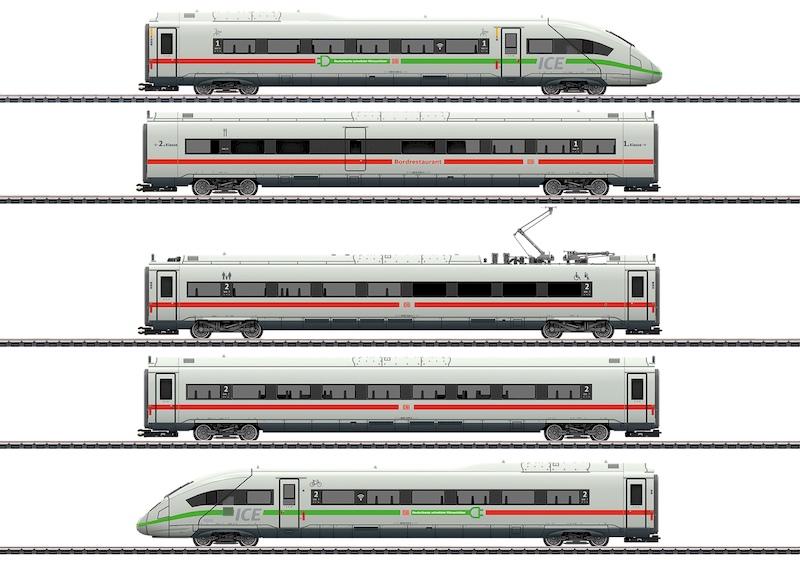 Bild von Märklin 39716 H0 Triebwagenzug ICE 4 Baureihe 412/812 mit grünem Streifen Digital DB AG Epoche VI