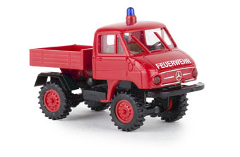 Picture of Brekina 39032 H0 Mercedes Unimog 411 Pritsche 1957, Feuerwehr