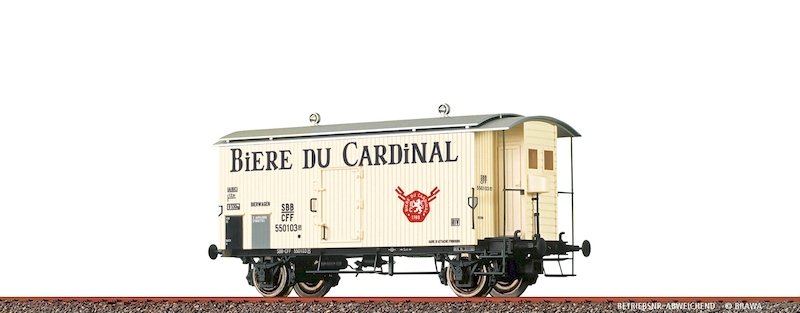 Bild von Brawa 47883 H0 gedeckter Güterwagen K2 „Biere du Cardinal” der SBB