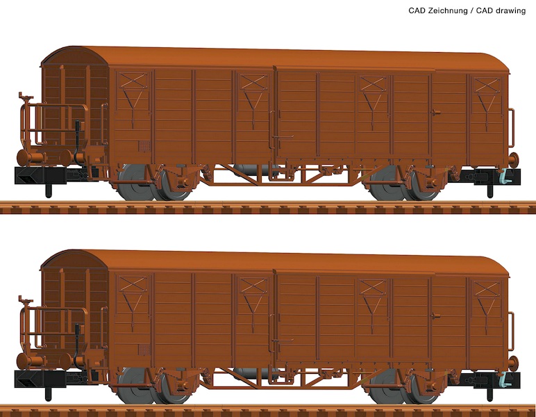 Bild von Fleischmann 826216 N 2-tlg. Set: Gedeckte Güterwagen DB AG