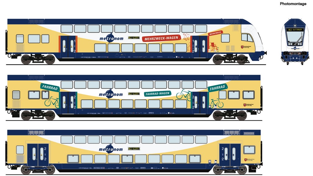 Bild von Roco 6210105 H0 3-tlg. Set: Doppelstockwagen, metronom DCC