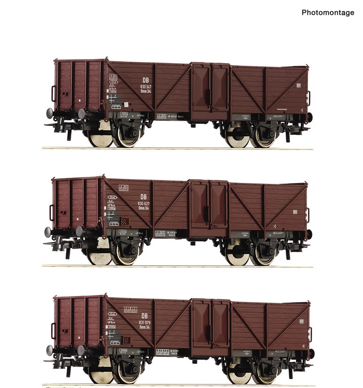 Bild von Roco 6600075 H0 3-tlg. Set: Offene Güterwagen, DB DC