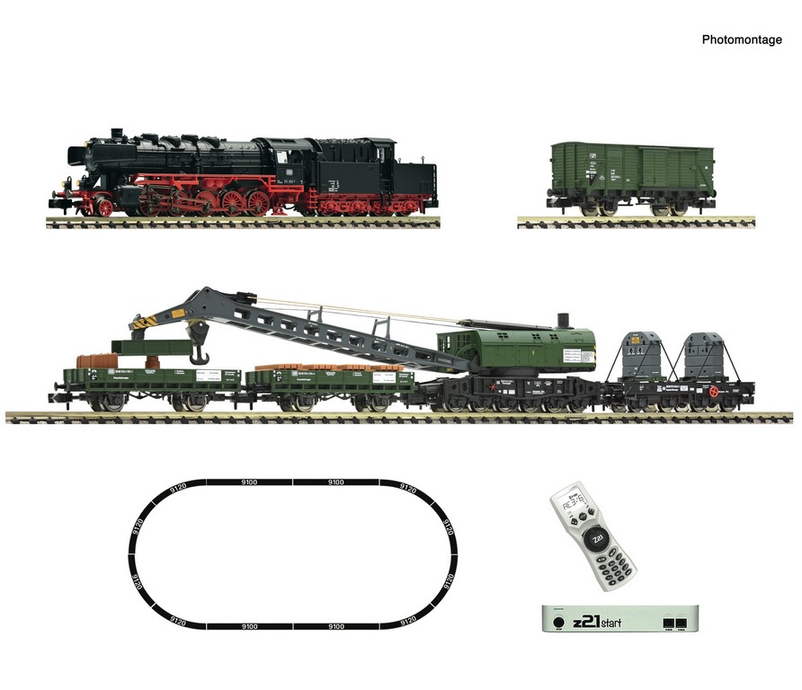 Picture of Fleischmann 5170004 N z21 start Digitalset: Dampflokomotive BR 051 mit Kranzug, DB, DCC