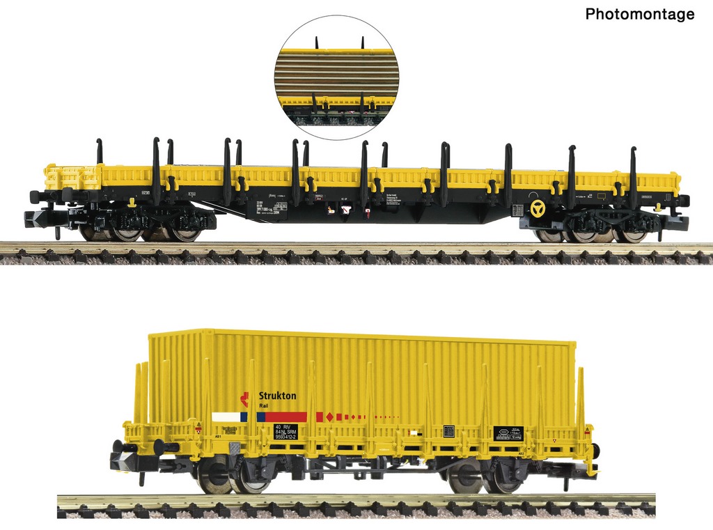 Bild von Fleischmann 880908 N 2-tlg. Set: Rungenwagen, Strukton Rail, DC