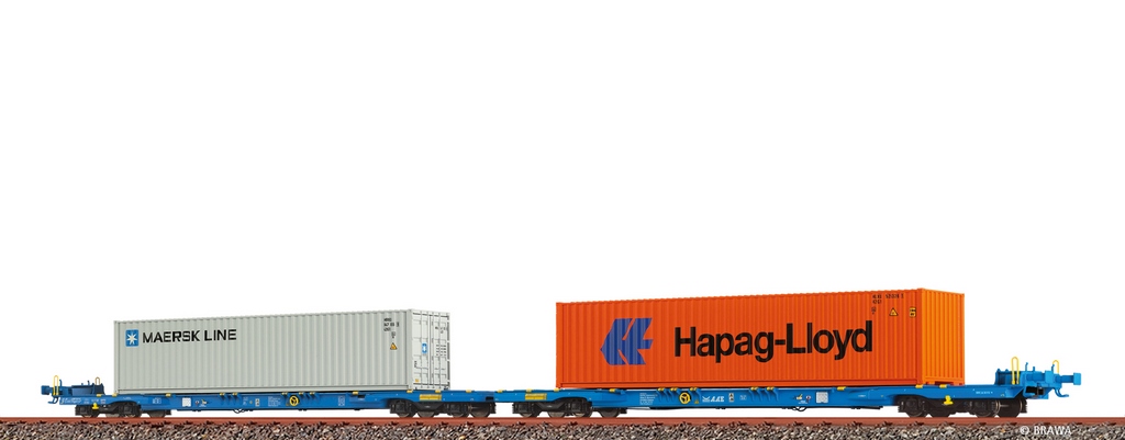 Bild von Brawa 48109 H0 Containerwagen Sffggmrrss36 MAERSK / Hapag-Lloyd AAE DC