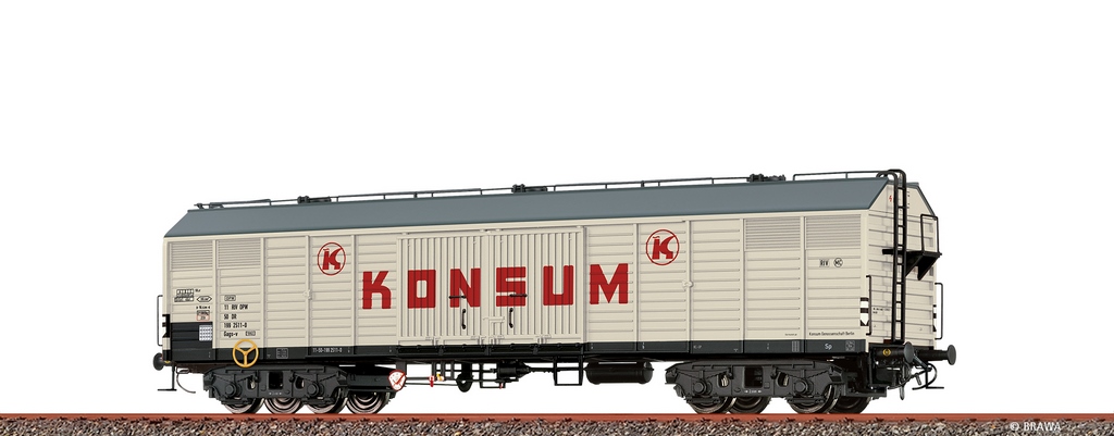 Bild von Brawa 50412 H0 Gedeckter Güterwagen Gags-v Konsum DR DC