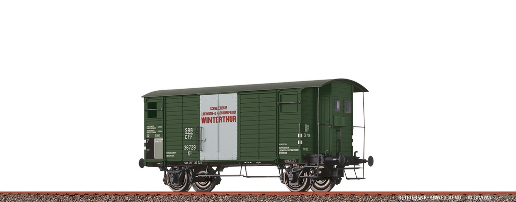 Bild von Brawa 50990 H0 Gedeckter Güterwagen K2 SLM Winterthur SBB DC