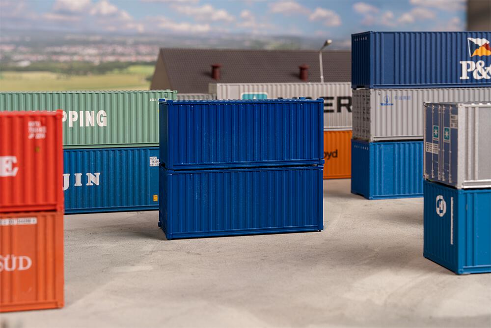 Bild von Faller 182054 H0 20´ Container, blau, 2er-Set