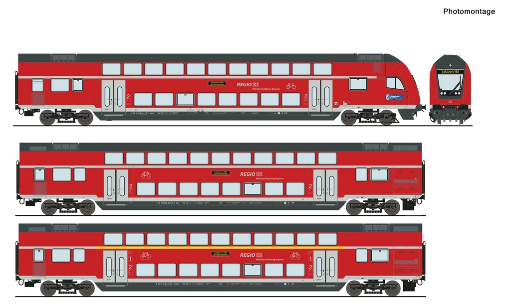 Bild von Roco 6210144 H0 3er Set Doppelstockwagen München-Salzburg Express DB-AG DCC