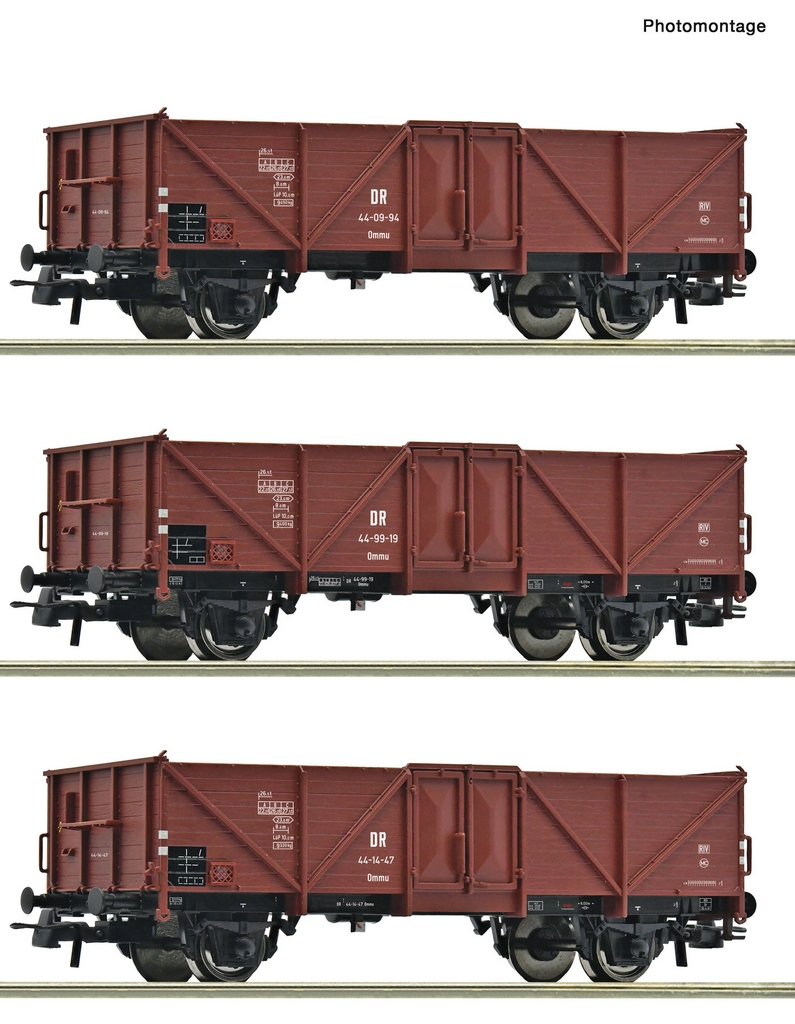 Picture of Roco 6600115 H0 3er Set offener Güterwagen DR