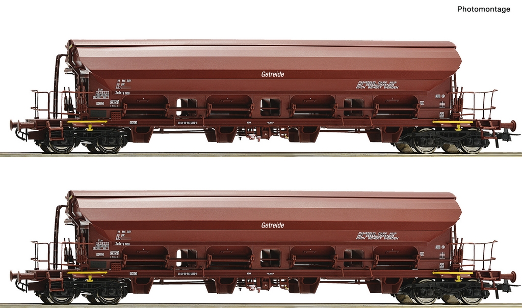 Picture of Roco 6600125 H0 2er Set Schwenkdachwagen DR