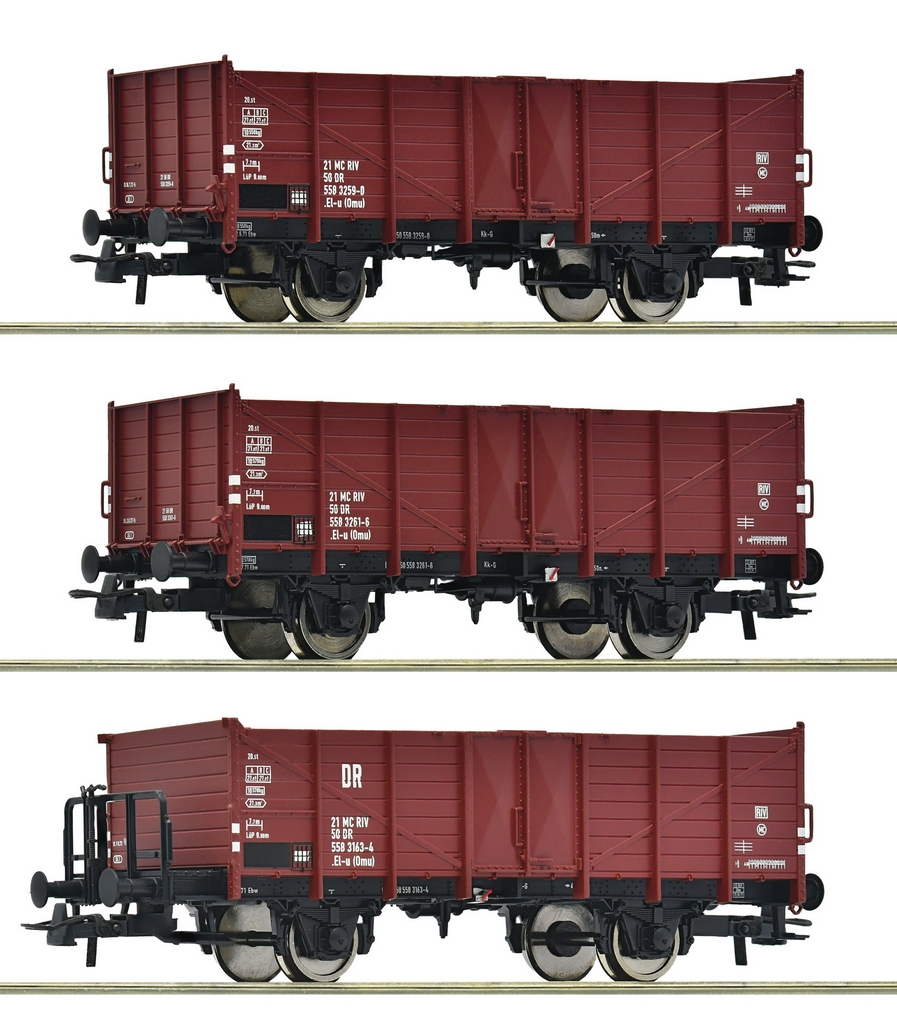 Picture of Roco 6600146 H0 3er Set offener Güterwagen DR