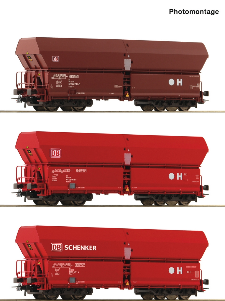 Picture of Roco 6600135 H0 3er Set Selbstentladewagen DB-AG