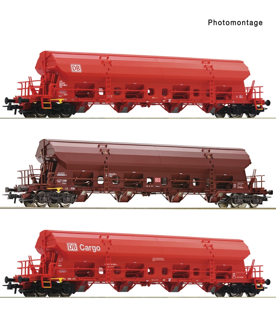 Picture of Roco 6600153 H0 3er Set Schwenkdachwagen DB-AG