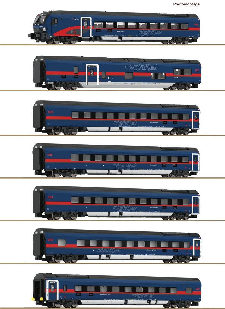 Bild von Fleischmann 6270065 N 7er Set Nightjet ÖBB DCC