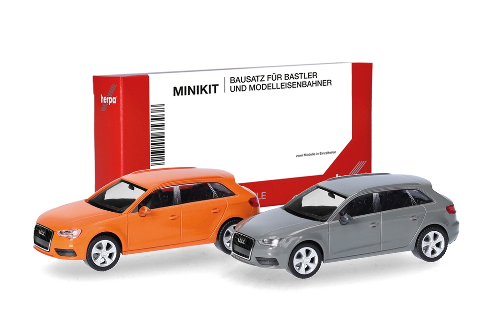 Bild von Herpa 014090 MiniKit Audi A3 Sportback (2012) Glutorange und Nardograu, 2 Stück