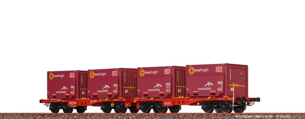 Picture of Brawa 50932 H0 Drehgestellflachwagen Sggmmrrs ArcelorMittal DB AG