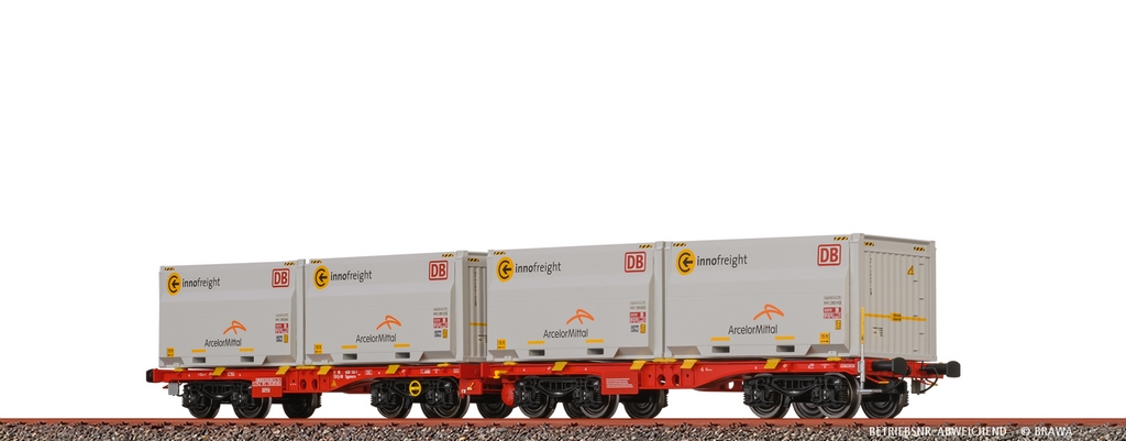 Picture of Brawa 51137 H0 Drehgestellflachwagen Sggmmrrs ArcelorMittal DB AG