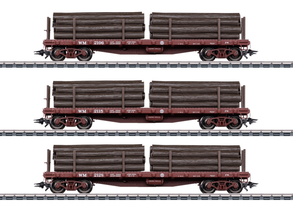 Picture of Märklin 45600 H0 US-Rungenwagen-Set passend zur Shay